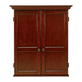 Wooden wardrobe with two doors on a white background