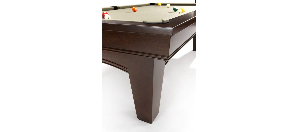 Brunswick Billiards Winfield 8' Pool Table with balls on light felt, ideal for modern game rooms.