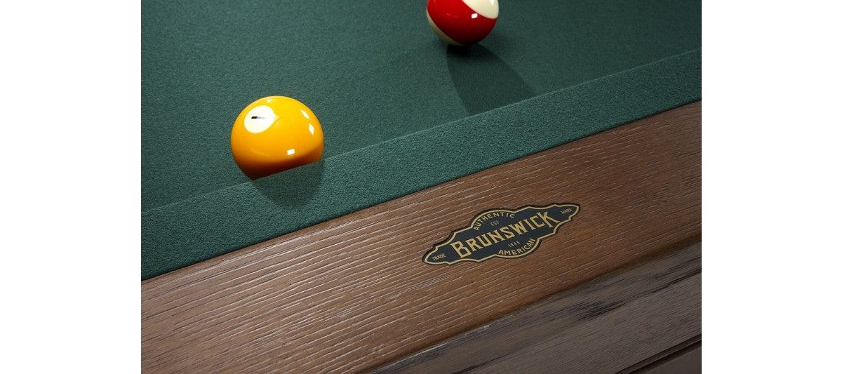 Close-up of billiard balls on the Brunswick Billiards Winfield 8' Pool Table.