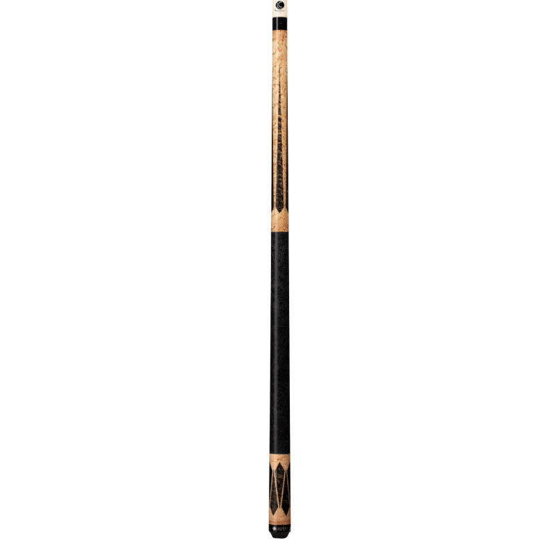Lucasi Hybrid® LHLE8 Pool Cue with low deflection shaft, shown vertically on white.