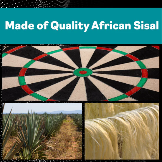 African sisal product with text 'Made of Quality African Sisal' and images of sisal plants and rope.