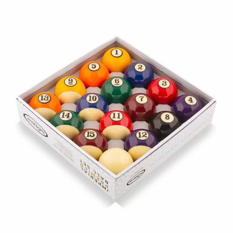 Acme Imperial Premier Billiard Ball Set—regulation balls arranged in a boxed set.
