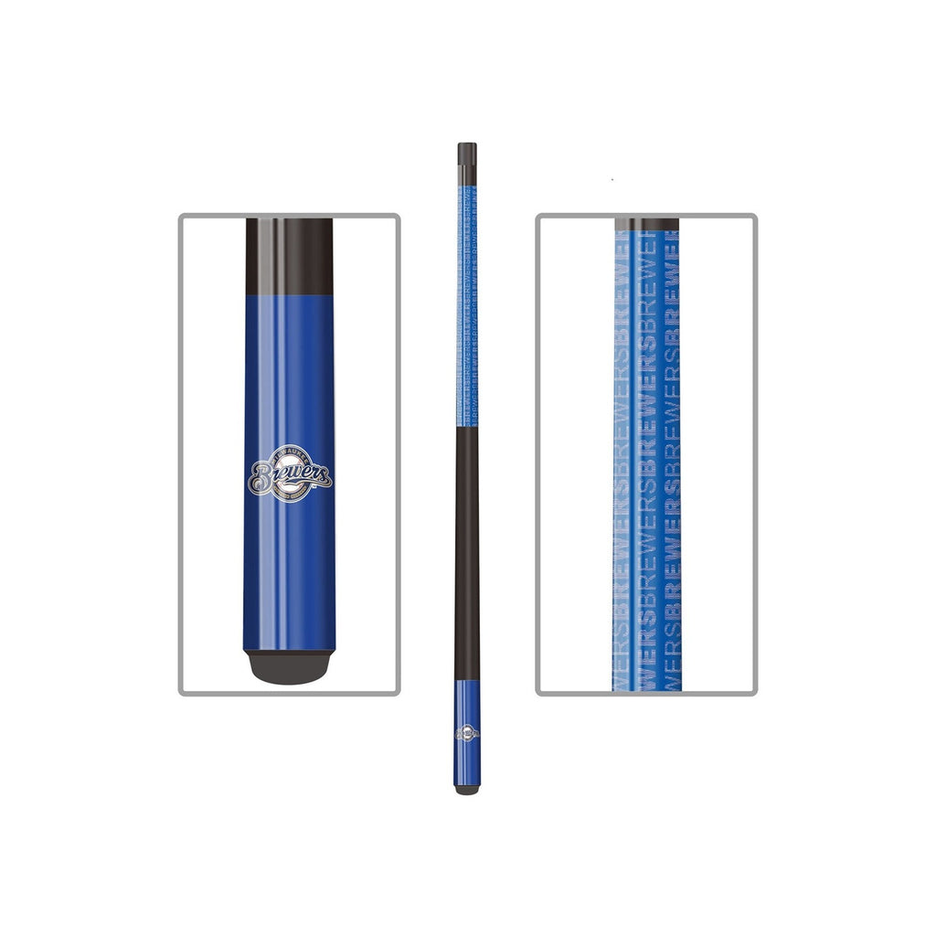 Acme Imperial Milwaukee Brewers Billiard Cue, hard rock maple, blue/black with team logo.