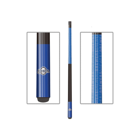 Acme Imperial Milwaukee Brewers Billiard Cue, hard rock maple, blue/black with team logo.
