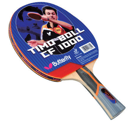 Butterfly Timo Boll CF 1000 Table Tennis Racket with Pan Asia rubber, player image on pack.