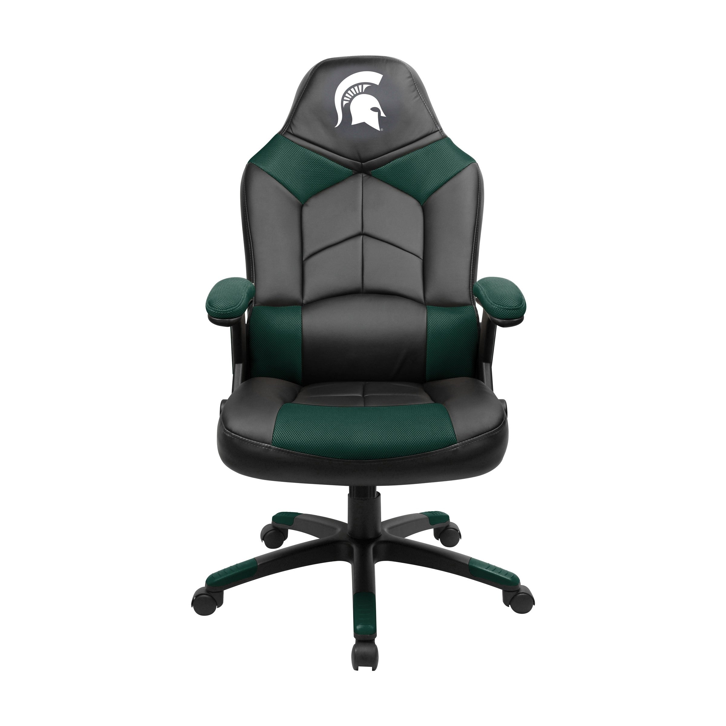Acme Imperial Michigan State Oversized Chair with armrests and Spartan helmet logo on headrest.