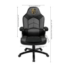 Acme Imperial Vegas Golden Knights oversized gaming chair with padded armrest, labeled size.