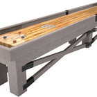 The Champion Rustic 9' Shuffleboard Table features pucks on a Canadian Maple playfield.