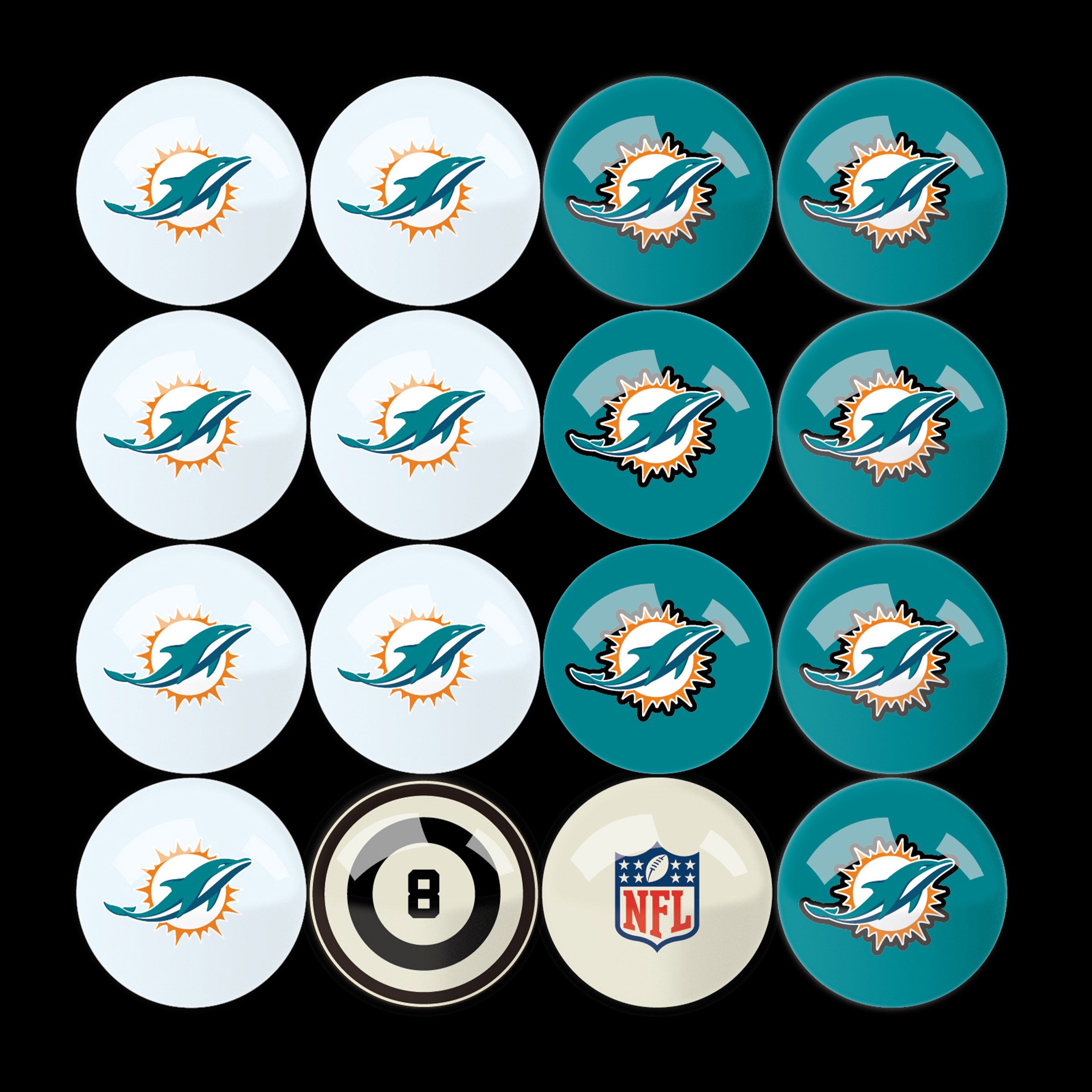 Imperial Miami Dolphins Billiard Balls With Numbers