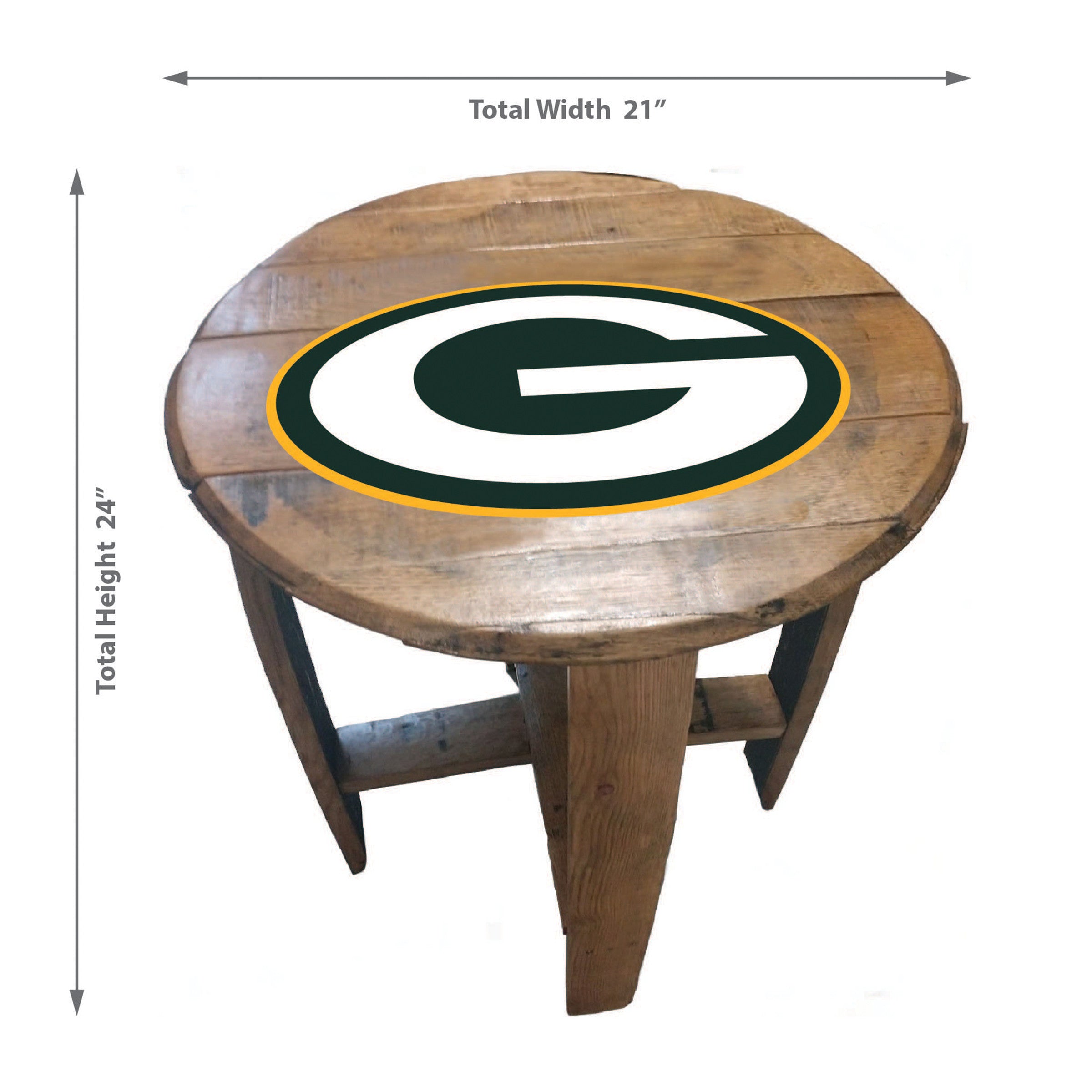 Imperial Green Bay Packers Oak Barrel Table