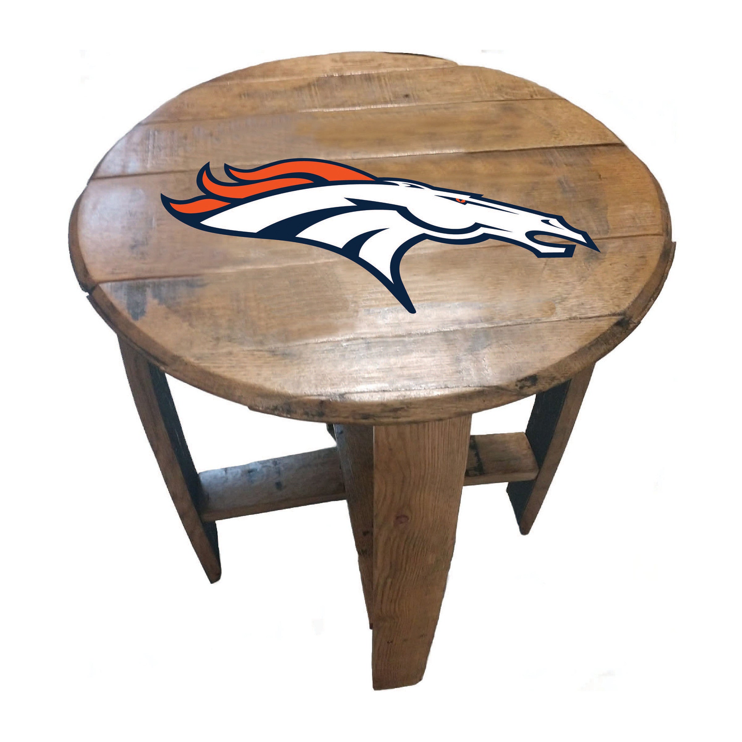 Imperial Denver Broncos Oak Barrel Table