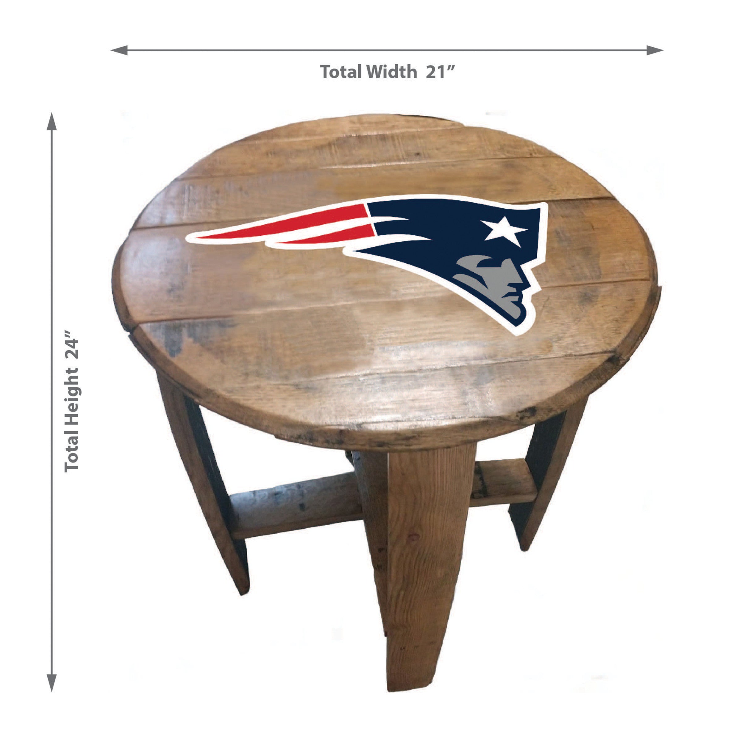 Imperial New England Patriots Oak Barrel Table