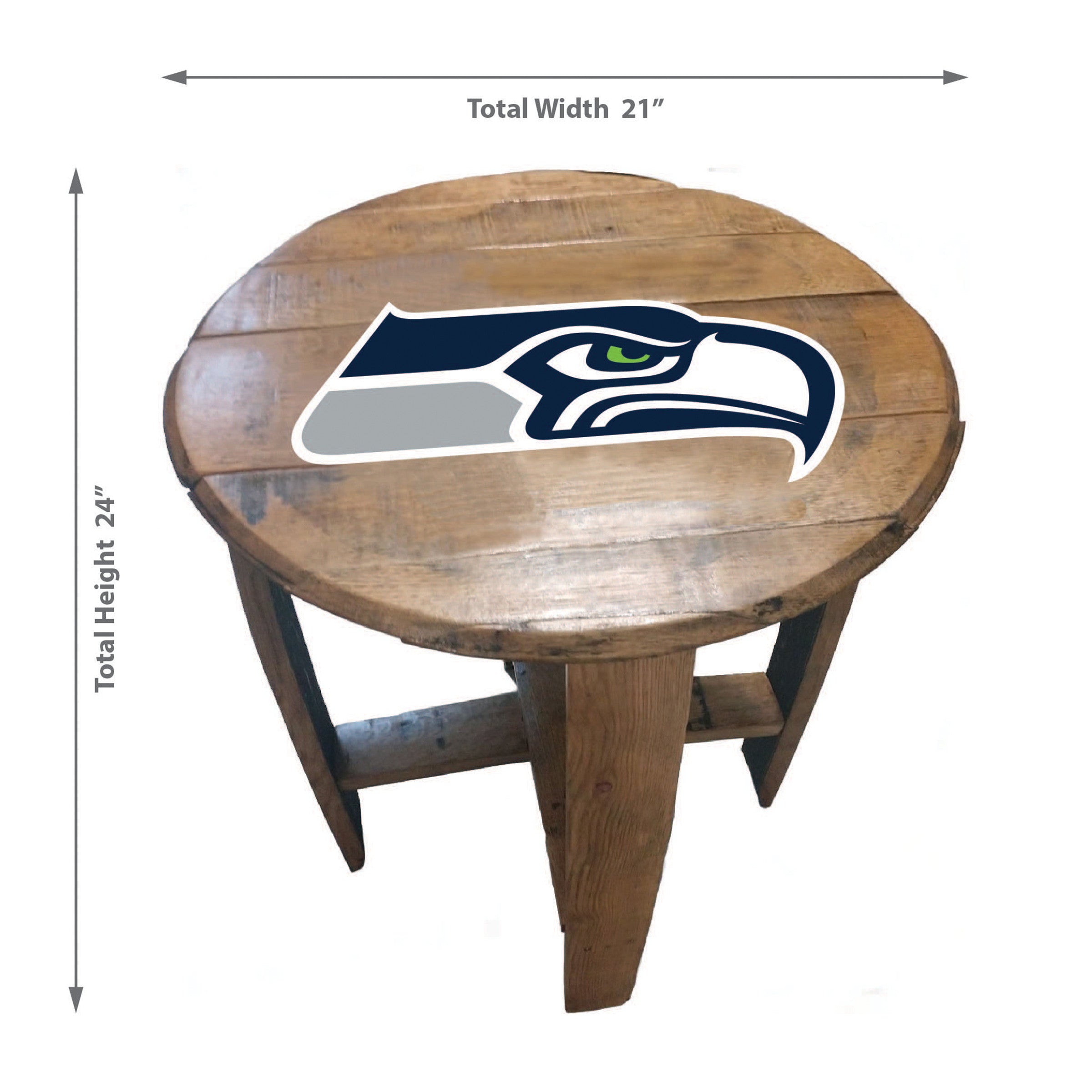 Imperial Seattle Seahawks Oak Barrel Table