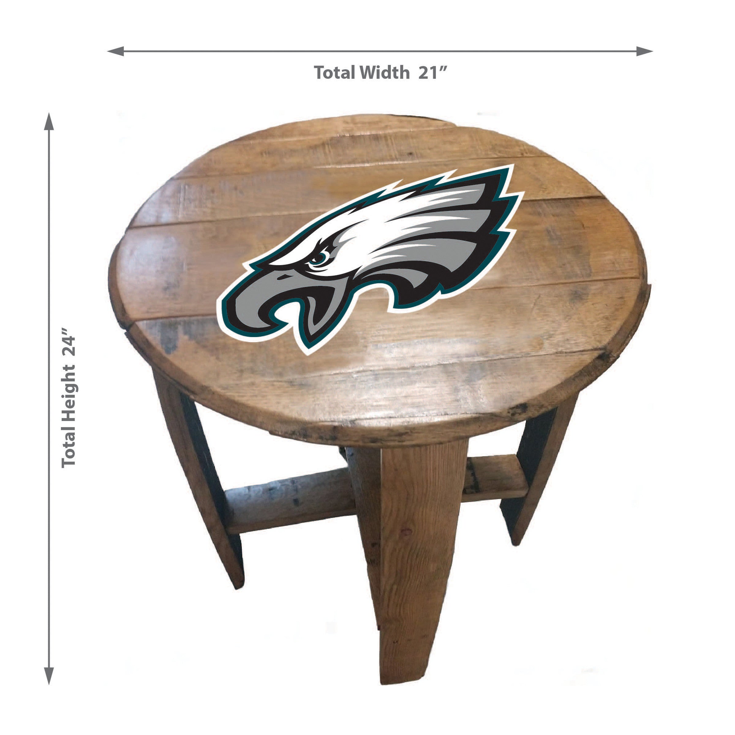 Imperial Philadelphia Eagles Oak Barrel Table