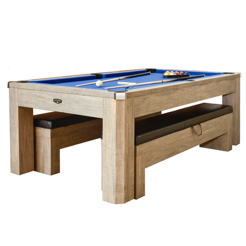 Hathaway Newport 7-ft Pool Table Combo Set w/ Benches in Rustic Grey