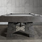 Nixon Georgia 8' Slate Pool Table in Grayson Grey by Nixon Billiards, modern crossed wood base.