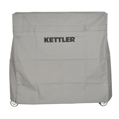 Kettler TT Cover protects a folded, wheeled table tennis table during storage.