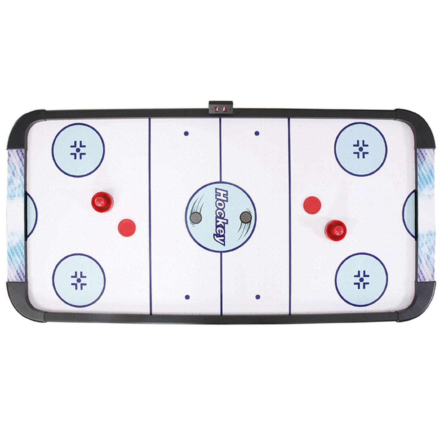 Hathaway 5' Face-Off Air Hockey Table includes 2 red paddles, 2 pucks, and electronic scoring.