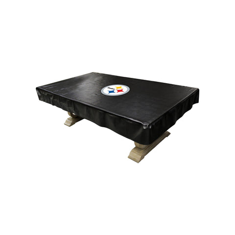 Acme Imperial Pittsburgh Steelers 8-ft. Deluxe Pool Table Cover with team logo at center.
