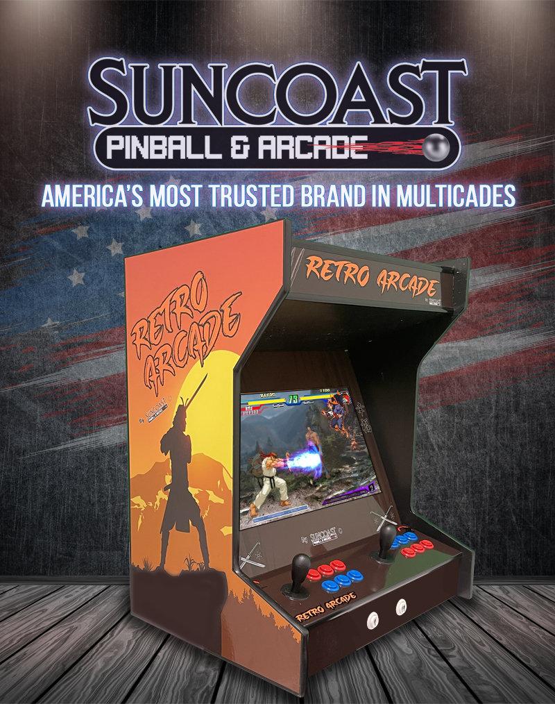 Suncoast Arcade Tabletop Side-By-Side Arcade Machine - Lit Marquee - 3000 Games