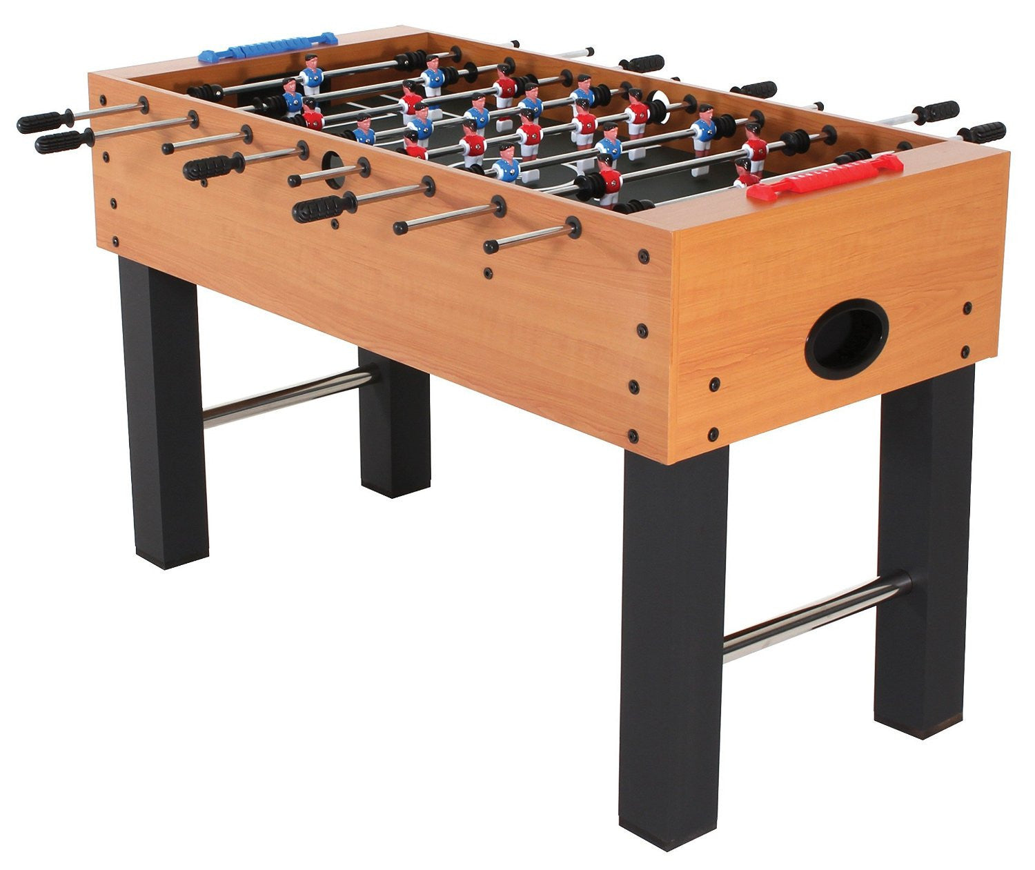 DMI Sports American Legend Charger 52" foosball table with black legs and red, blue players.
