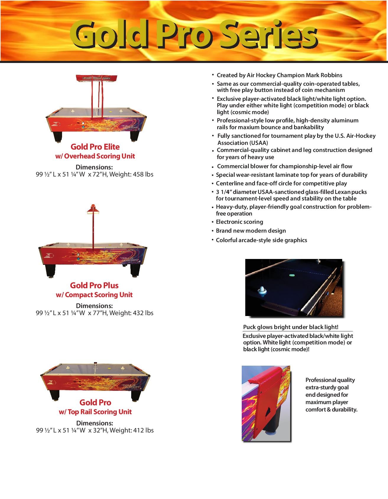 Gold Standard Games 8' Gold Pro Elite Air Hockey Table