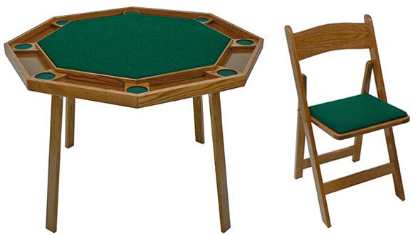 Kestell 8-Player Oak Compact Folding Poker Table