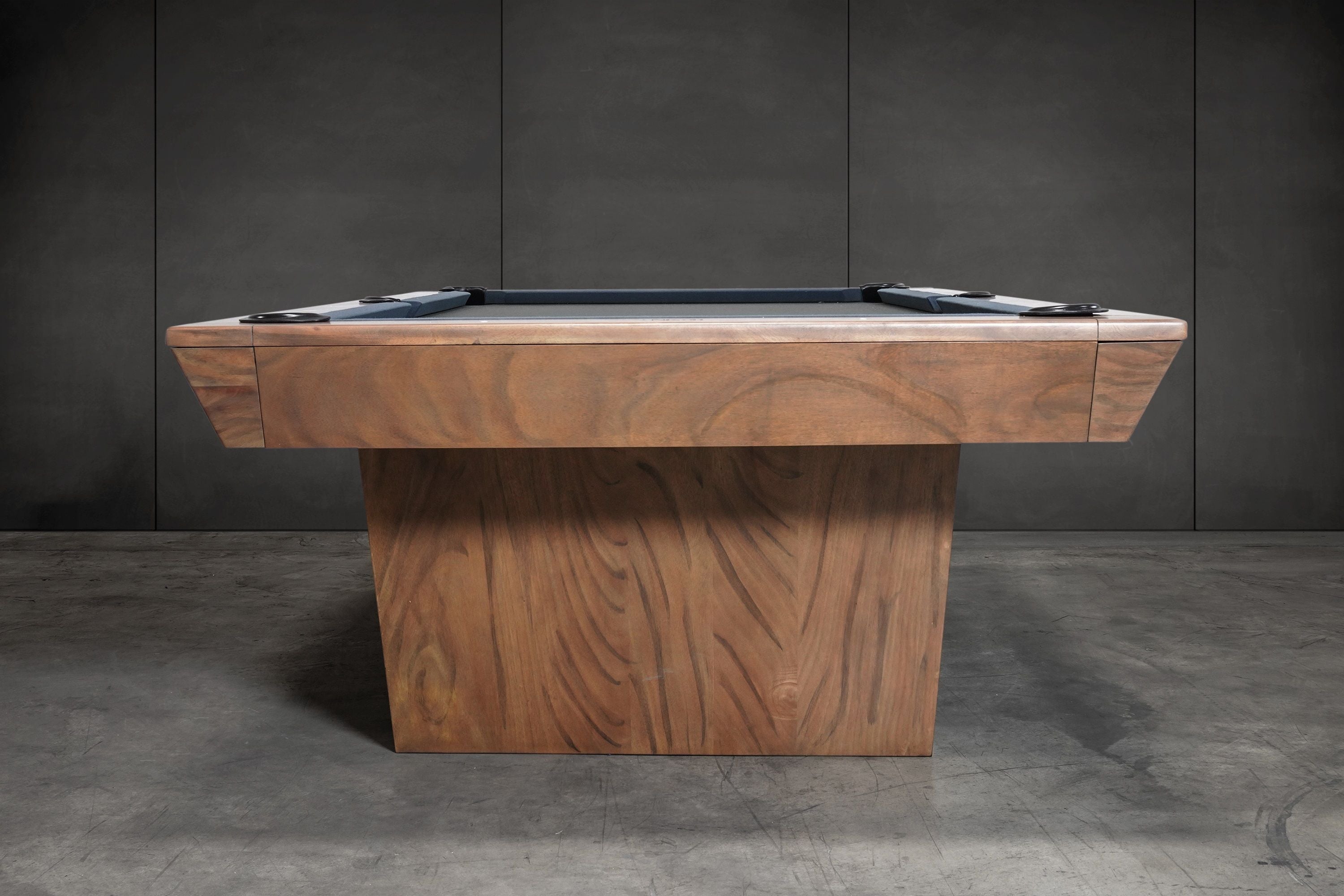The Nixon KAI 8' Slate Pool Table by Nixon Billiards elevates this modern gray room's style.