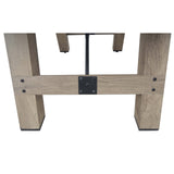 Close-up of Hathaway Braxton 55'' Foosball Table base with metal brackets and Barnwood finish.