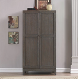 American Heritage Billiards Fairfield Glacier on Oak wine cabinet with decor and stemware holders.