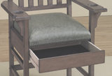 American Heritage Billiards King Chair in Glacier: padded seat, cup holders, cue storage.