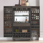 The American Heritage Billiards Fairfield Wine Cabinet stores bottles, glasses, and barware.