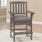 American Heritage Billiards King Chair in Glacier with slatted back, arms, and green cushion.
