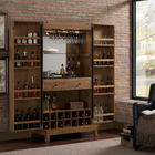American Heritage Billiards Braxton Wine and Spirit Cabinet with open doors and bar accessories.