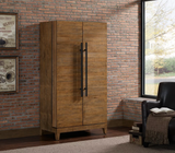 American Heritage Billiards Braxton Cabinet with black handles and stemware holders.