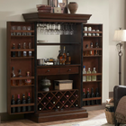 American Heritage Billiards Jordan Wine Cabinet in Navajo with shelves and mirrored back.