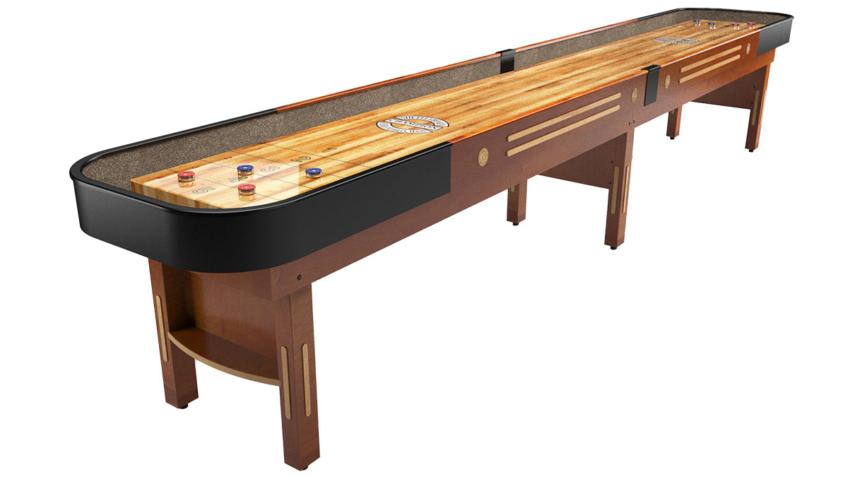 Champion 9' The Grand Champion Shuffleboard Table by Champion, made from Canadian Maple with pucks.