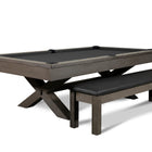 Nixon Billiards CrissyCross 7' Slate Pool Table in Charcoal Finish with matching bench.