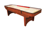 Venture Classic Bank Shot 9' Shuffleboard Table with light surface and bold red accents.