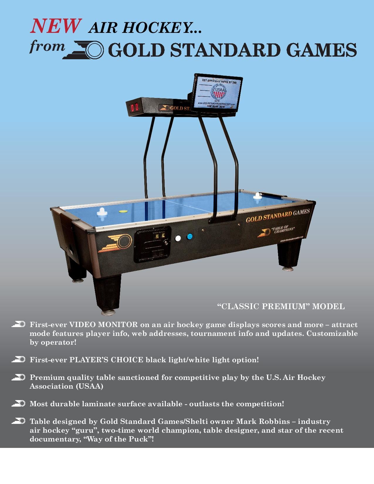 Gold Standard Games 8'  Tournament Pro Elite Air Hockey Table Coin Op