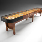 Champion 9' The Grand Champion Shuffleboard Table by Champion with classic pucks shown.