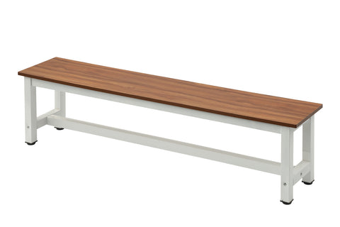 Playcraft benches for Glacier 7’ wood bed pool table, wood top and white metal legs, on white.