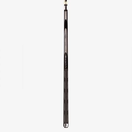 Lucasi Hybrid® L-H40 Pool Cue in black and silver with Uni-Loc joint, shown vertically.