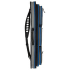 Lucasi Hybrid Rival Case LC348W in grey and blue with black handles and zippers, side view.