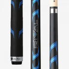 Close-up of a Lucasi® Rival Series LHRV21 Pool Cue with hybrid shaft and textured grip.