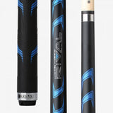Close-up of a Lucasi® Rival Series LHRV21 Pool Cue with hybrid shaft and textured grip.