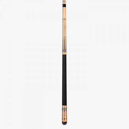Lucasi Lux® LUX52 pool cue with low deflection shaft, black grip, and white decorative markings.