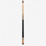 Lucasi Lux® LUX52 pool cue with low deflection shaft, black grip, and white decorative markings.