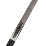 Close-up of the Lucasi Lux® LUX66 Pool Cue featuring a gray wood finish and decorative inlay.