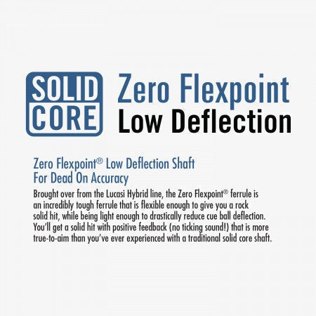 Featuring Zero Flexpoint tech and leather wrap on the Lucasi Custom® LZDU11 Pool Cue.